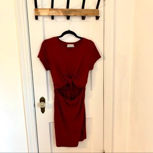 Urban Outfitters Burgundy Cut-Out T-Shirt Dress